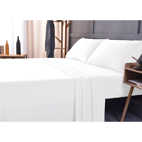 Huba Homes Full Size Bamboo Bed Sheet Sets Soft Cooler than Cotton Bamboo Sheets 4 PiecesWhite