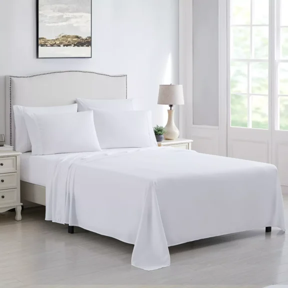 Huba Homes Kathy Ireland 6 Piece Brushed Microfiber Sheet Set twin white