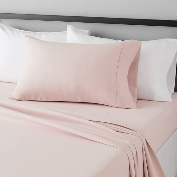 Huba Homes Lightweight Super Soft Easy Care Microfiber 3 Piece Bed Sheet Set With 14-Inch Deep Pockets, full, blush pink