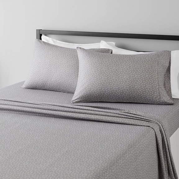 Huba Homes Lightweight Super Soft Easy Care Microfiber 3 Piece Bed Sheet Set With 14-Inch Deep Pockets, queen,gray arrows