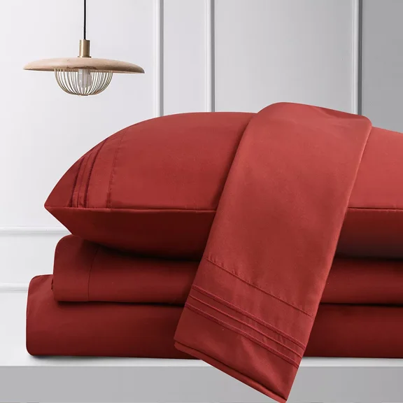 Huba Homes Luxury Bamboo Sheets,Queen King Full Twin Split Size, Deep Pocket Fitted Sheets twin xl Burgundy