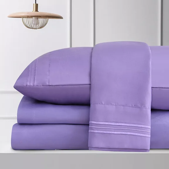 Huba Homes Luxury Bamboo Sheets,Queen King Full Twin Split Size, Deep Pocket Fitted Sheets twin xl Lavender