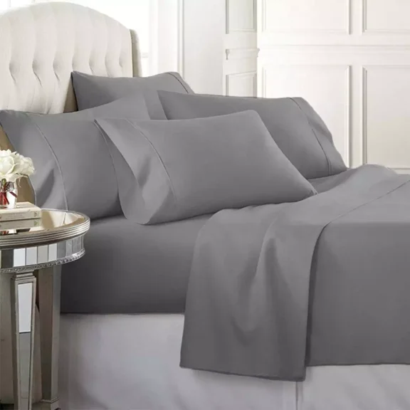 Huba Homes Luxury Home Super-Soft 1600 Series Double-Brushed Bed Sheets Set - 6 Piece twin Gray