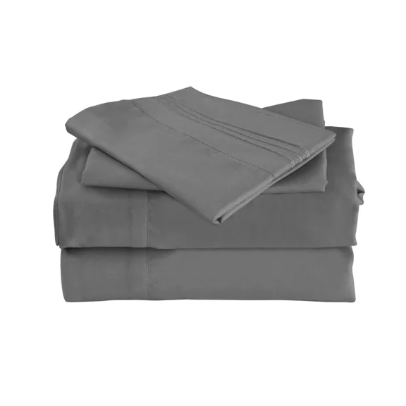 Huba Homes OKAO Home Goods Luxury Bamboo Sheet Set Soft Hypoallergenic Deep Pocket 4 Pc Set Gray