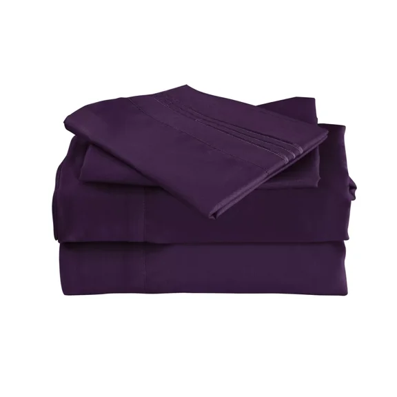 Huba Homes OKAO Home Goods Luxury Bamboo Sheet Set Soft Hypoallergenic Deep Pocket 4 Pc Set twin Purple