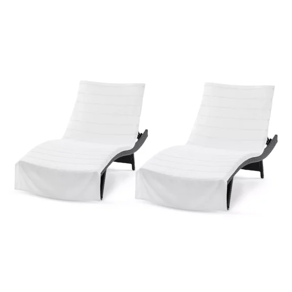 Huba Homes Pack of 2 Beach Lounge Chair Towels, Extra Large 30x85 w/ Fitted Pocket, Cotton-Orange