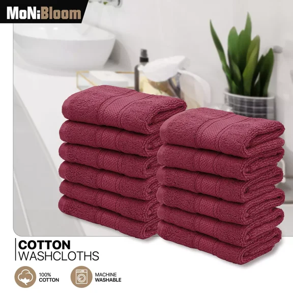 Huba Homes Set of 12 Washcloths 12"x12" Ultra Soft 100% Cotton Absorbent 600 GSM Wash Cloth