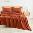 thumbnail image 1 of Huba Homes Sheets Set 4 Pieces, Super Soft Sheets forBed, Microfiber Sheet Set, Deep Pocket Up to 16", Hotel Luxury Breathable & Cooling Bedding Sheets & Pillowcases queen orange, 1 of 1