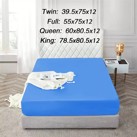 Huba Homes Soft 100% Cotton Fitted Sheet Stretch Sheet Natural Breathable Jersey Bedding twin Blue