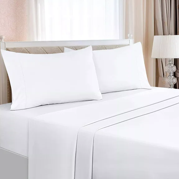 Huba Homes Soft Brushed Microfiber 4 Piece Bed Sheet Set with Pillow Cases Utopia Bedding twinxl white