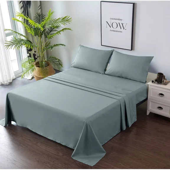 Huba Homes Superb Bed Sheet Set, Fitted, Flat, Pillowcases - Breathable & Soft, Deep Pocket Full Slate Blue