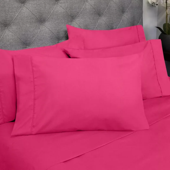 Huba Homes Sweet Home Collection 1500 Count Microfiber 7 Piece Sheet Set Split King Fuchsia