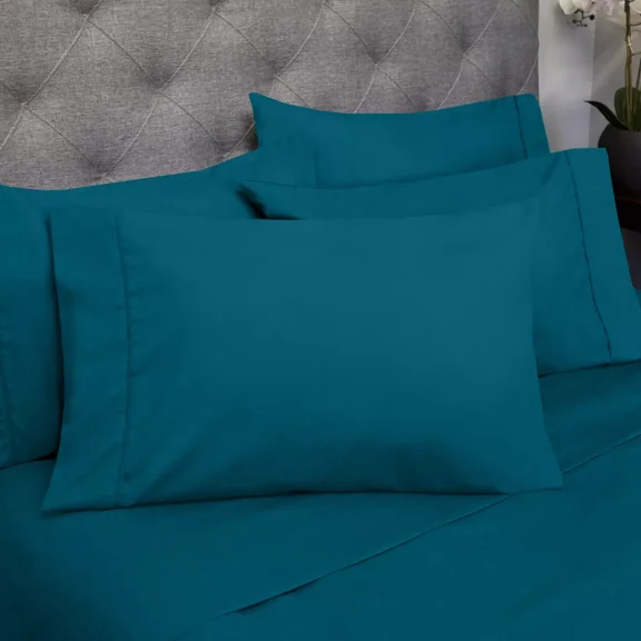 Huba Homes Sweet Home Collection 1500 Count Microfiber 7 Piece Sheet Set Split King Teal