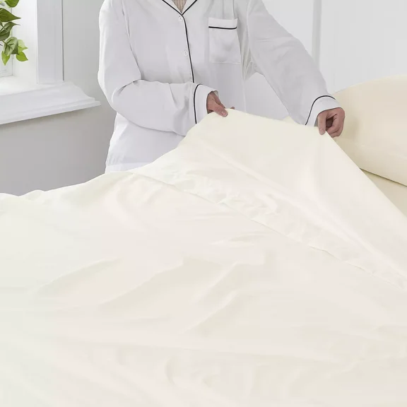 Huba Homes Sweet Home Collection 1500 Supreme Flat/Top Sheet queen Ivory