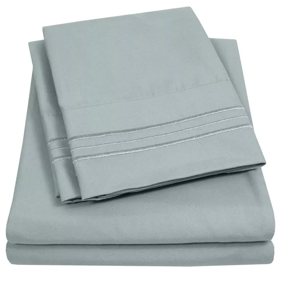 Huba Homes Sweet Home Collection 1800 Count Deep Pocket Microfiber Sheet Set Twin Slate