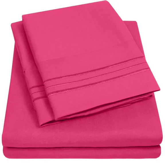 Huba Homes Sweet Home Collection 1800 Series Deep Pocket Microfiber 4 Piece Sheet Set cl king Fuchsia