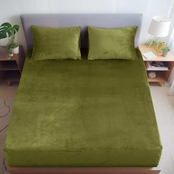 Huba Homes Truly Velvet Fitted Sheet Twin Size, Ultra Soft Bottom Sheet with 16" Deep Po...