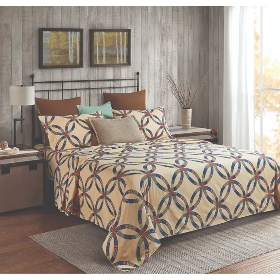 Huba Homes Virah Bella - Wedding Ring - 4-Piece Sheet Set-queen