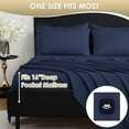 thumbnail image 1 of Huba Homes luxury Silky Soft Bed Sheet Set, 4 Piece, Fits 16 inch Deep Pocket Mattresses, Wrinkle Free & Breathable Cooling, Bedding Sheets king dark blue, 1 of 1