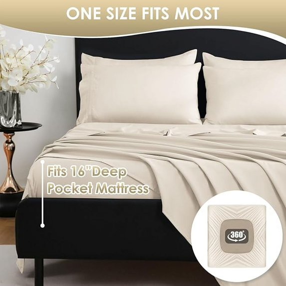 Huba Homes luxury Silky Soft Bed Sheet Set, 4 Piece, Fits 16 inch Deep Pocket Mattresses, Wrinkle Free & Breathable Cooling, Bedding Sheets twinxl Iovry