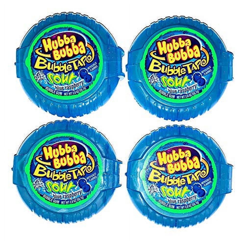 Hubba Bubba Bubble Tape Sour Blue Raspberry 6 Feet of Fun 4 Pack
