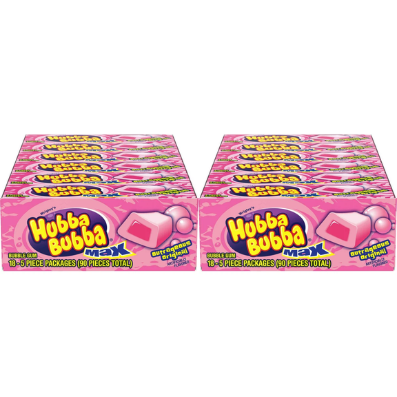 Hubba Bubba MAX Awesome Original Bubble 18 Count Ea. Pack (36 Pack Double Up)