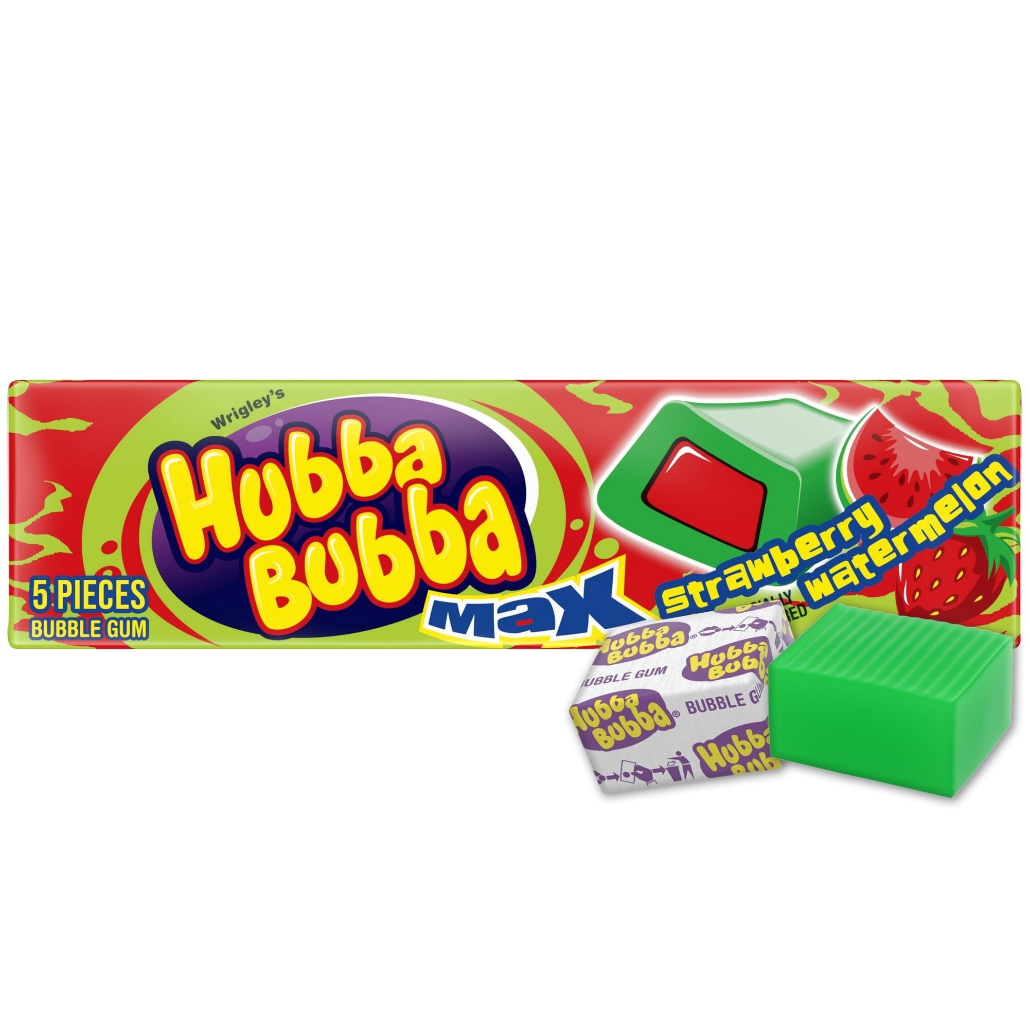 Hubba Bubba Max Strawberry Watermelon Bubble Gum - 5 Piece - (2- Pack)