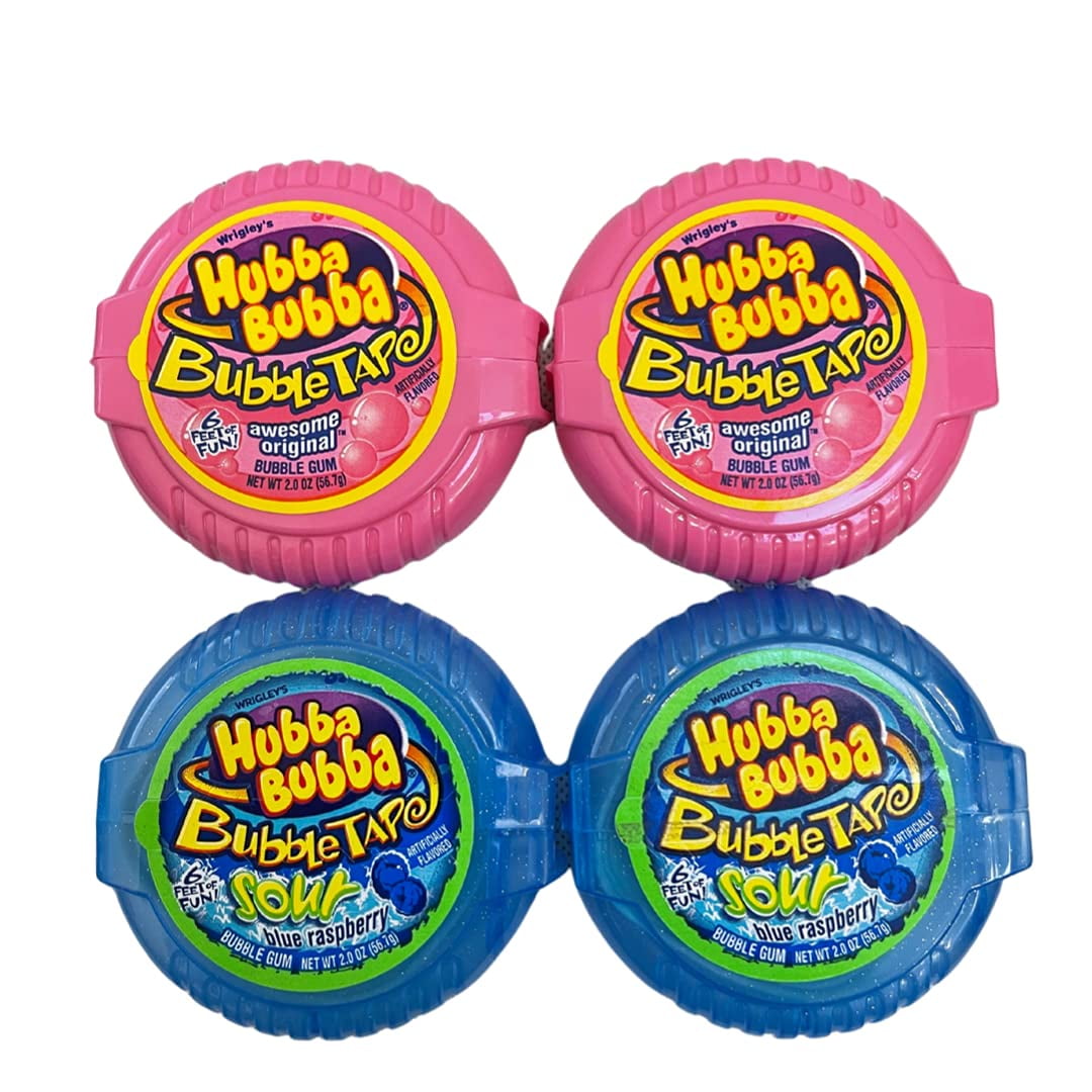 Hubba Bubba Original Bubble Tape and Sour Blue Raspberry Bundle | 6 ...