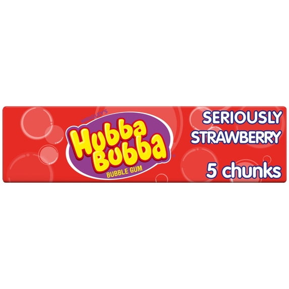 Hubba Bubba Seriously Strawberry Flavour Bubble Gum 5 Chunky Chews 7g (pack of 20)