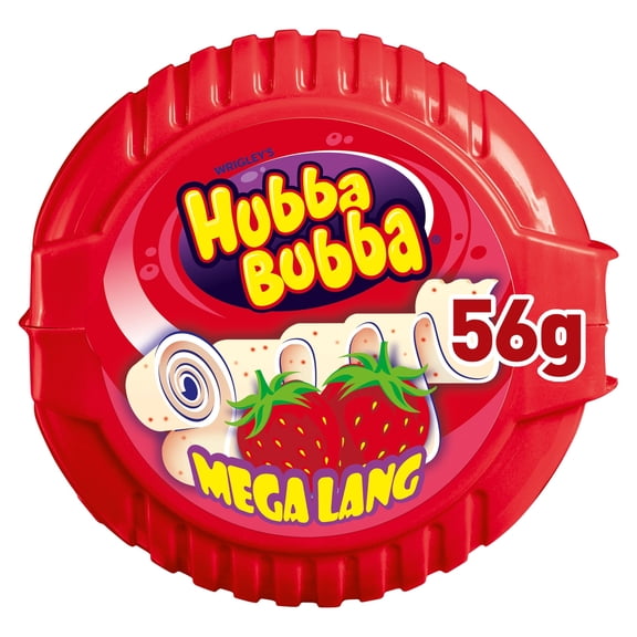 Hubba Bubba Snappy Strawberry Bubblegum Mega Long Tape 56g, Imported from Britain