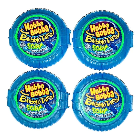 Hubba Bubble Tape Sour Blue Raspberry | 6 Feet of Fun | 4 Pack