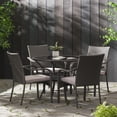 thumbnail image 1 of Hubbard 5 Piece Outdoor Round Glass Top Wicker Dining Set, Grey, 1 of 11