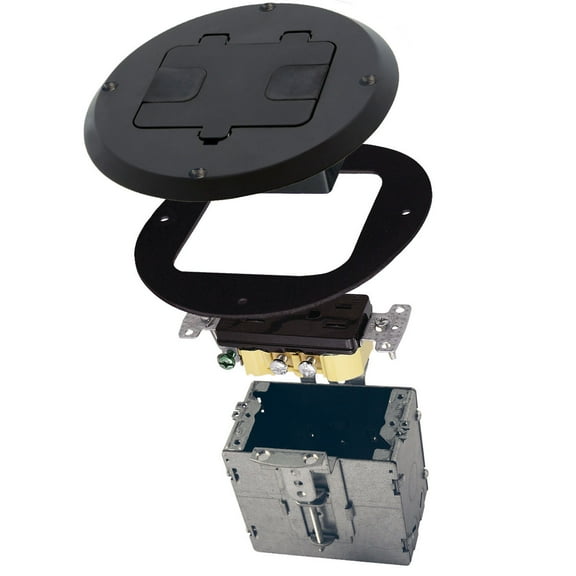 Hubbel Electric Raco Black Concealed Receptacle Floor Box Kit  6239BK