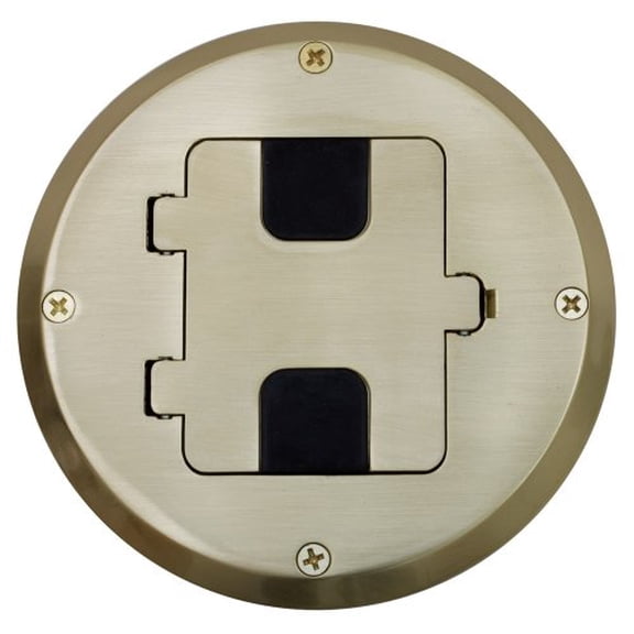 Hubbel tradeSELECT RF515BP Duplex Recessed Floor Box Kit with Brass Cover