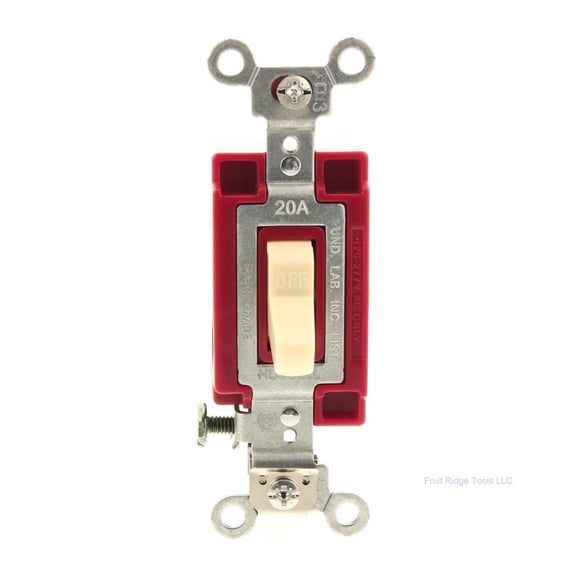 Hubbell Ivory Industrial Grade Single Pole Toggle Wall Light Switch 20A 120/277V 1221I