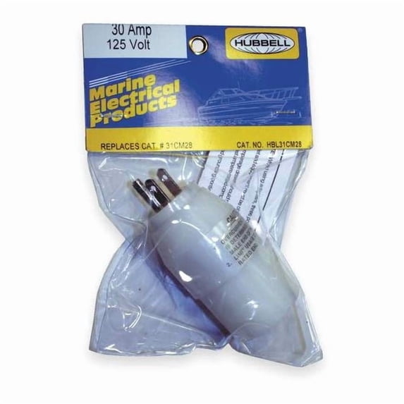 Hubbell Wiring Device-Kellems Power Strip, Surge, L5-30R, 5-15P, White HBL31CM28