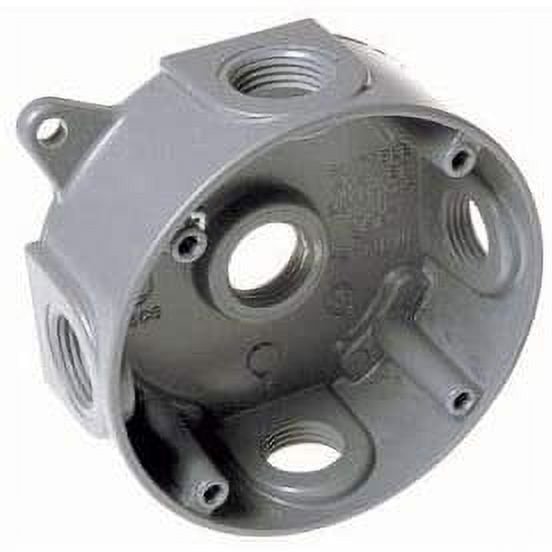Hubbell 5361-0 4" Round Weatherproof Splice Box 5-1/2" Outlets Gray - Pkg Qty 16