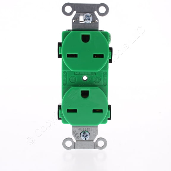 Hubbell 5662GN PRO Spec Grade Green Duplex Receptacle Outlet 6-15R 15A 250V