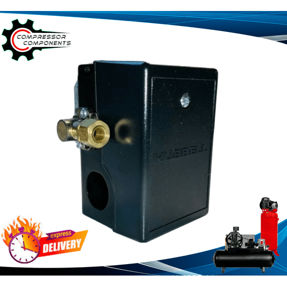 Hubbell 69JF7Y / Single Port Air Compressor Pressure Switch 95 - 125 PSI 20 Amp