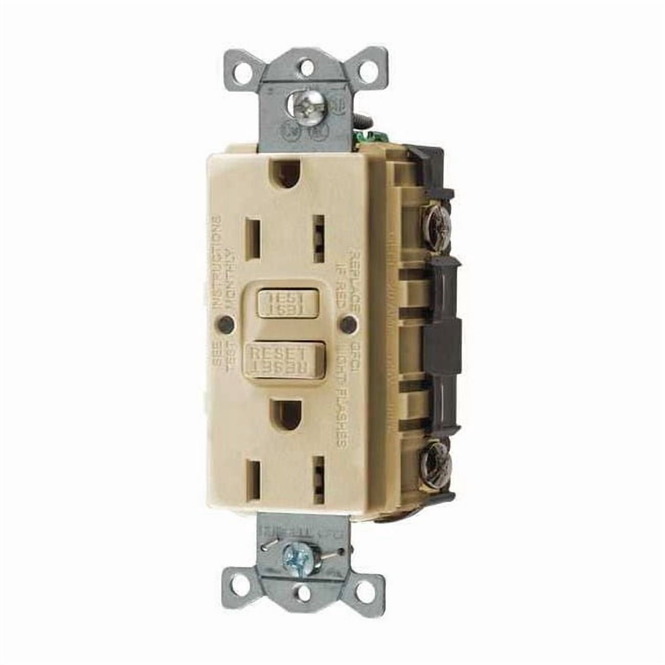 Hubbell Autoguard Commercial Standard Gfci Receptacle, Ivory, Nema 5-15R, 125 Volts, 15 Amps