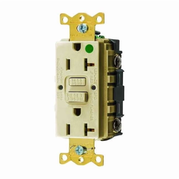 Hubbell Autoguard Hospital Grade Standard Gfci Receptacle, Ivory, Nema 5-20R, 125 Volts, 20 Amps