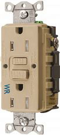 Hubbell Autoguard Tamper-Resistant And Weather Resistant Gfci Receptacle, Ivory, Nema 5-15R, 125 Volts, 15 Amps