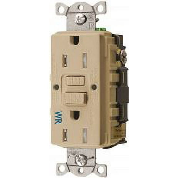 Hubbell Autoguard Tamper-Resistant And Weather Resistant Gfci Receptacle, Ivory, Nema 5-15R, 125 Volts, 15 Amps