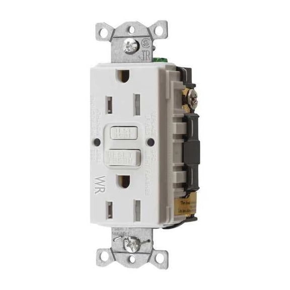 Hubbell Autoguard Tamper-Resistant And Weather Resistant Gfci Receptacle, White, Nema 5-15R, 125 Volts, 15 Amps