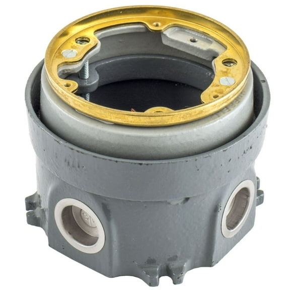 Hubbell B2503, Floor Box, Rnd Cast Fb,Cast,Deep,Full Adj,Brs,3/4Ko, 1 PC