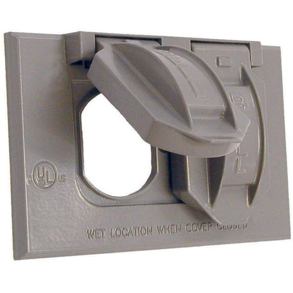 Hubbell Weatherproof Duplex Cover 5180-0 - Horizontal Single Gang - Two Pack, Gray