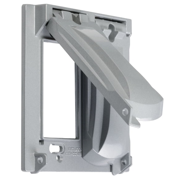 Hubbell-Bell MX2050S Two Gang Two Device Flat Metal Weatherproof Receptacle Cover, Grey
