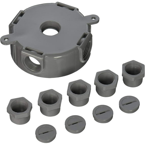 Hubbell-Bell PRB57550GY Weatherproof Box with 1/2-Inch or 3/4-Inch Outlets, Gray
