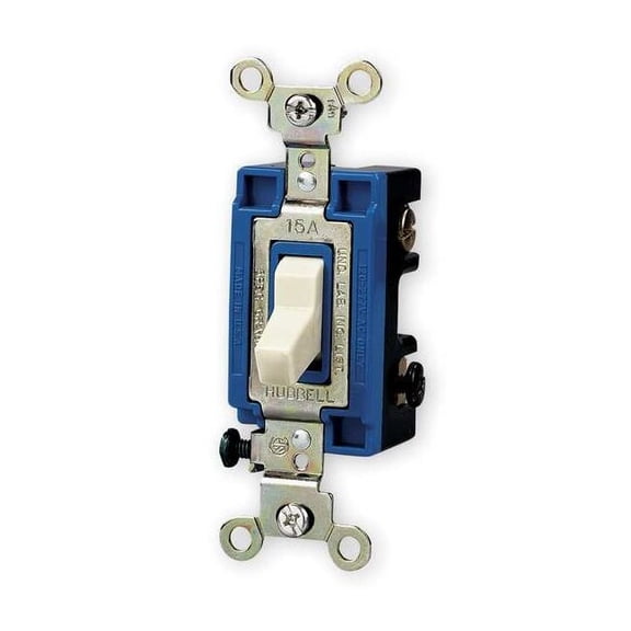 Hubbell CS115I Commercial Grade Single Pole Ivory Toggle Light Switch 15 Amp 120/277V AC