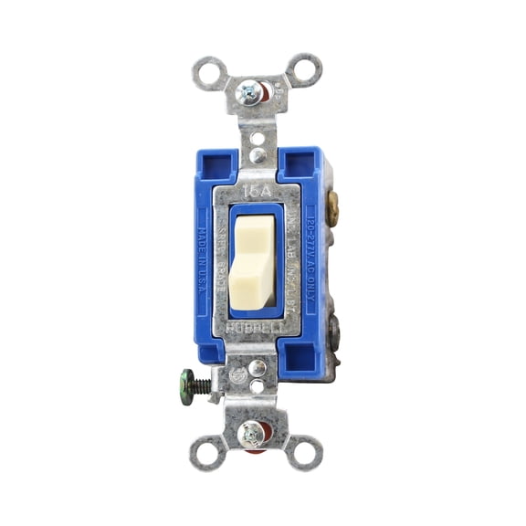 Hubbell CS315I 3-Way Commercial Switch 15A 120/277V Spec Grade Side Wire, Ivory